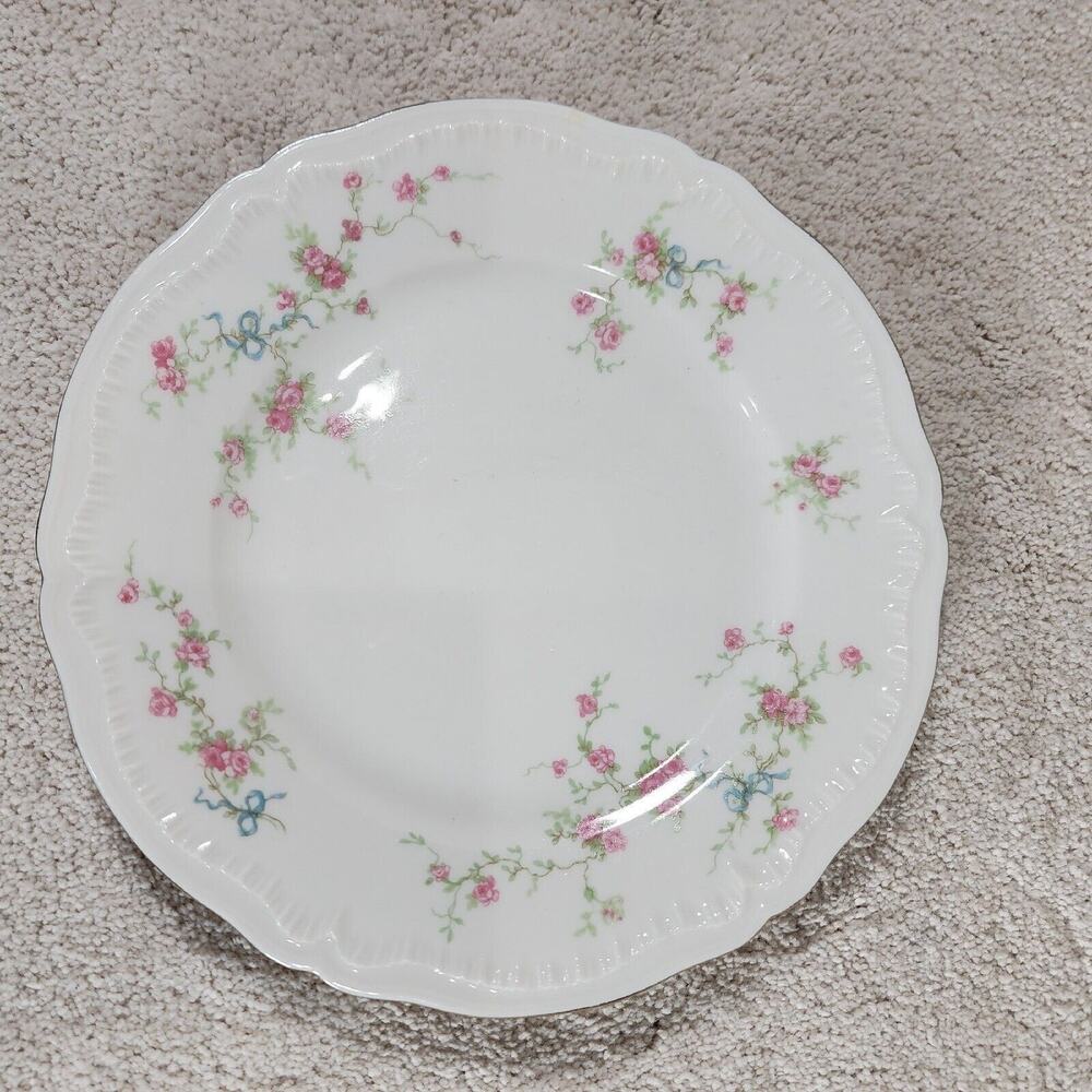 Theodore Haviland New York Juliet 8.5" Salad Plate Pink Roses Blue Bows No Chips